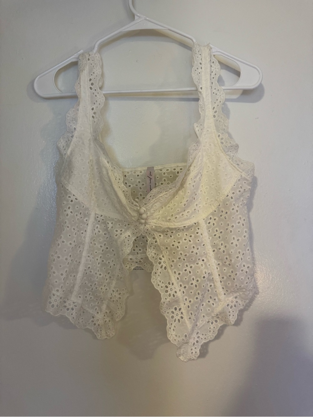 UO White Eyelet Lace Tie-Front Bralette